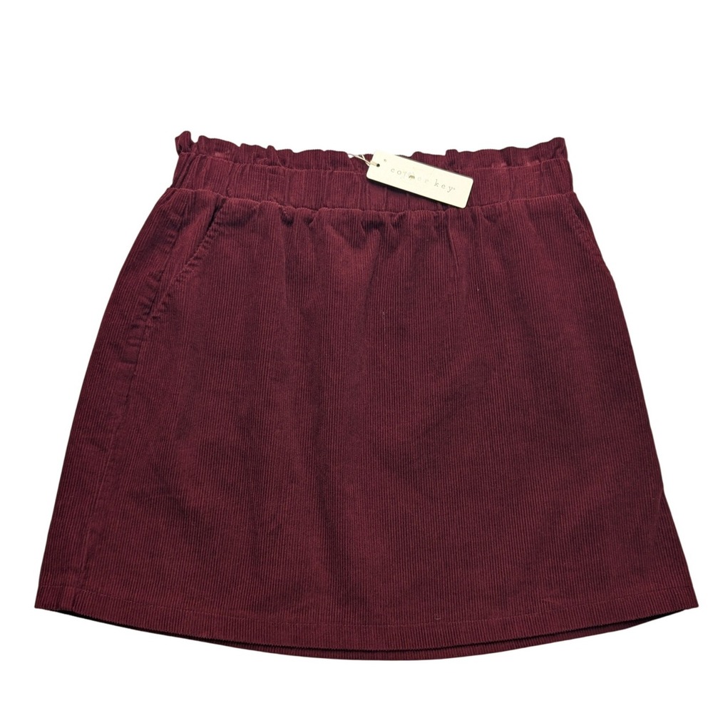 NWT Copper Key Corduroy Mini Skirt Girls Large Burgundy Paperbag Waist CJ6341CDY